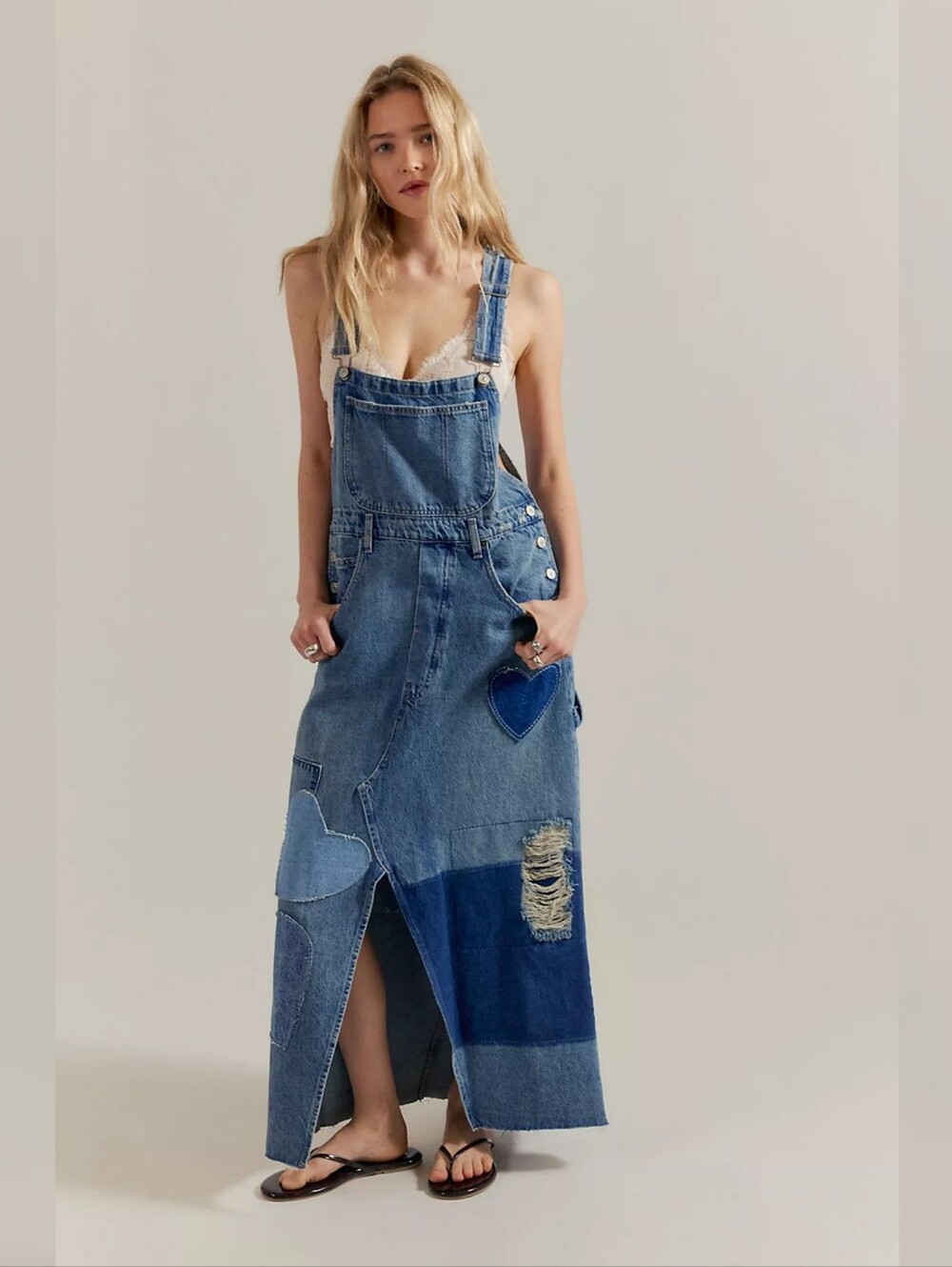 Free People We The Free Key To My Heart Patched Shirtalls Labour Of Love Blue